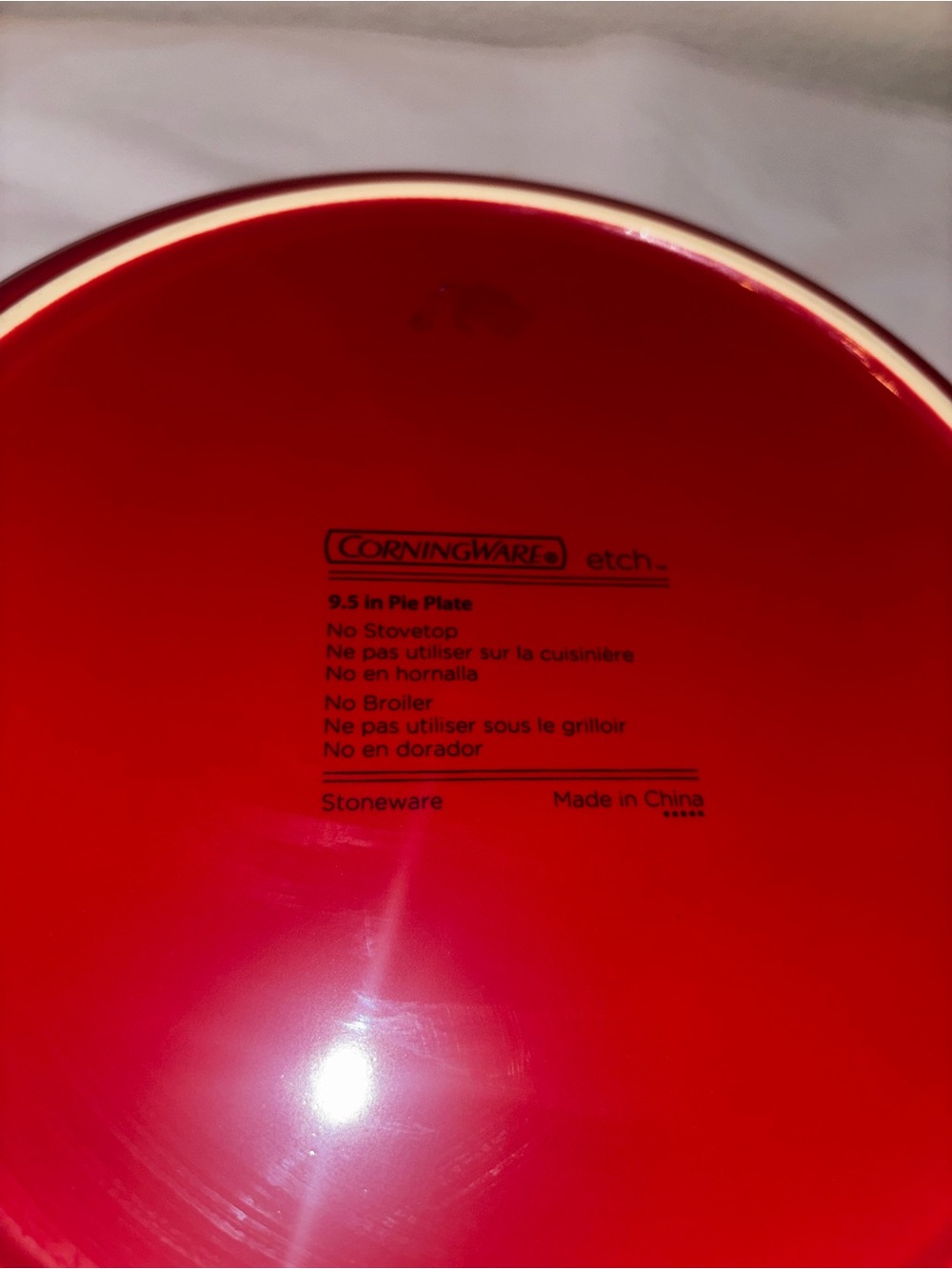 Vintage CorningWare Red 9.5 in Pie Plate red white patriotic